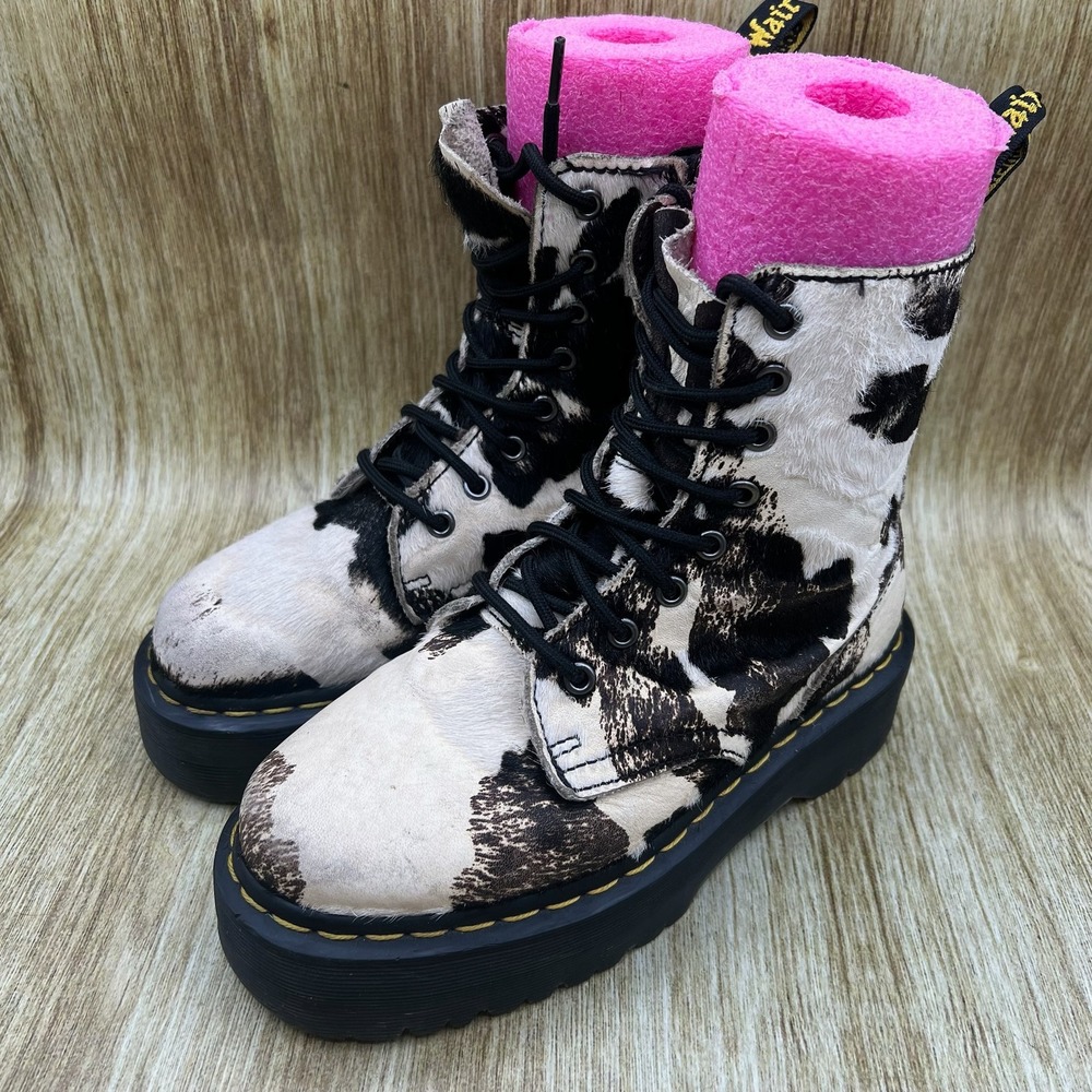 Dr. Martens Jadon Boots Women's Size 6 Cow Print Calf Hair-On Platform Shoes - Picture 3 of 9